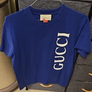 Gucci Royal Blue Tee with White Lettering